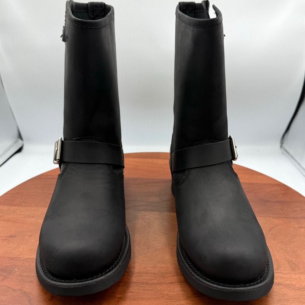 Jeffrey Campbell Standoff‎ Moto Boots Womens Size 8.5 Black Crazy Horse Biker